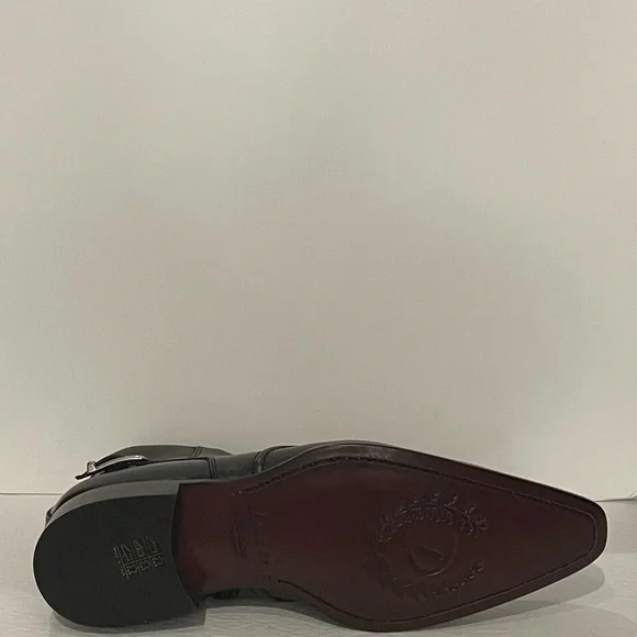 Duca ankle boot charcoal point toe Atalian leather side zipper side buckle - Picture 5 of 5